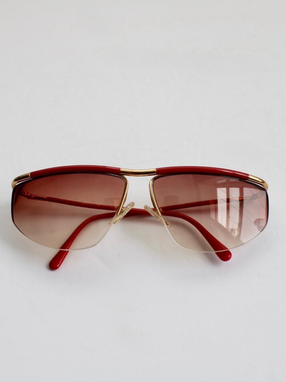 LOGO Paris Vintage 1980s Red Gold Metal Pewter Prescription Eyeglasses 130